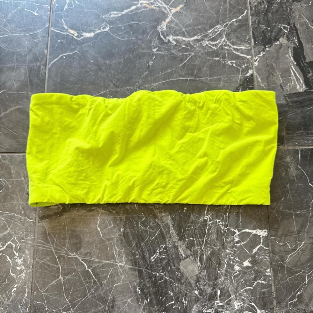 SKIMS Neon Yellow Bandeau Top (L) and